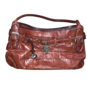 Brighton Brown Crocodile Designed Leather Shoulder Bag